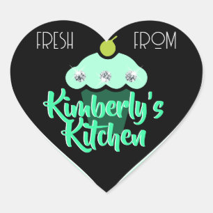 Moderne Blauwgroen zwarte stollstaart Hart Sticker