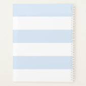 Moderne bleek blauw wit strepen aangepaste naam te planner (Achterkant)