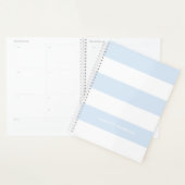 Moderne bleek blauw wit strepen aangepaste naam te planner (Display)