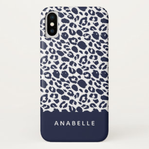 Moderne bleke grijs-witte dierenluipaardprint iPhone x hoesje