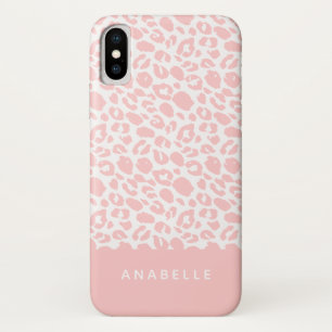 Moderne bleke grijs-witte dierenluipaardprint iPhone x hoesje