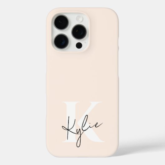 Moderne Bleke perzik gepersonaliseerde monogram na Case-Mate iPhone Case (Achterkant)