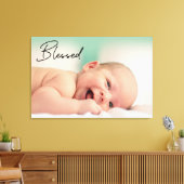 Moderne Blessed Script Baby Foto Canvas Afdruk (Insitu (Woonkamer))
