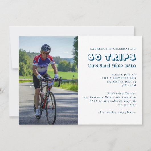 Moderne bleu 60e anniversaire Invitation photo (Devant)