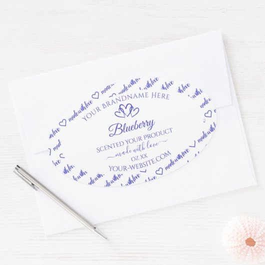 Moderne Bleu Blanc Cloud Produit Coeurs Étiquette (Enveloppe)