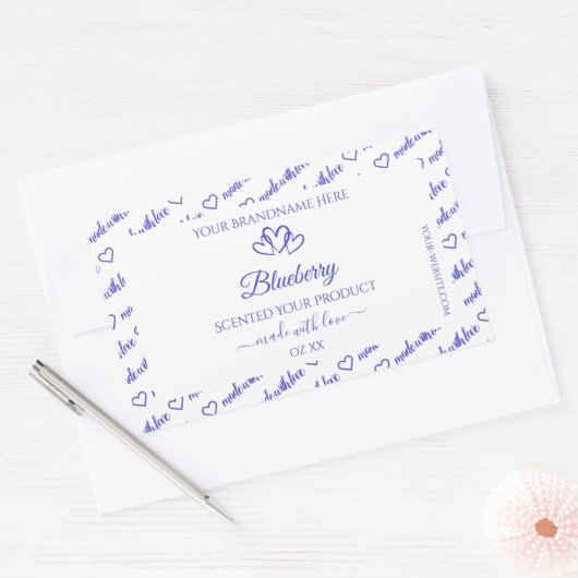 Moderne Bleu Blanc Cloud Produit Coeurs Étiquette (Enveloppe)