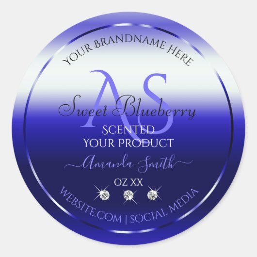 Moderne Bleu Chimie Produit Étiquette Initiales Bi (Devant)