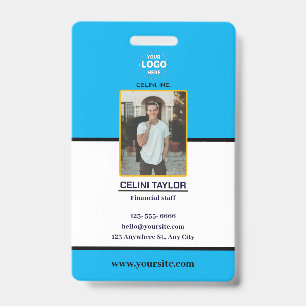 Moderne Bleu ID-kaart met foto en logo Badge