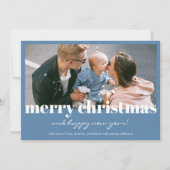 Moderne Bleu Joyeux Noël Carte photo personnalisé (Devant)