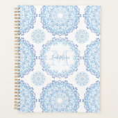 Moderne Bleu Mandala Monogramme Chic (Devant)