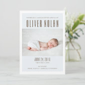 Moderne Bleu Nouveau bébé Faire-part garçon (Debout devant)