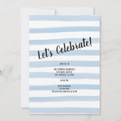 Moderne Bleu rayé GRAD Graduation Invitation (Dos)