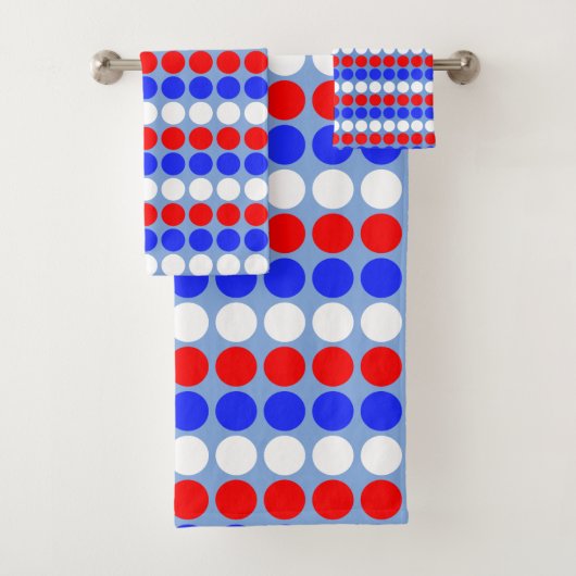 Moderne Bleu Rouge Blanc Points Traits sur Bleu Ci (En situation)