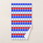 Moderne Bleu Rouge Blanc Points Traits sur Bleu Ci (Serviette à main)