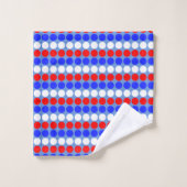Moderne Bleu Rouge Blanc Points Traits sur Bleu Ci (Gant de toilette)