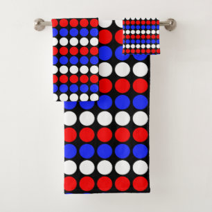 Moderne bleu rouge blanc pois sur fond noir