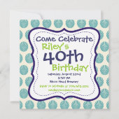Moderne Bleu Vert 40e anniversaire Invitation de f (Devant)