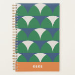 Moderne bleu vert géométrique rétro personnalisée<br><div class="desc">Moderne rose orange géométrique rétro personnalisé petit budget unique brillant audacieux best-seller. idéal Noël,  anniversaire,  anniversaire,  remise des diplômes,  jour des mères,  fête des pères,  nouvelle année,  organisation de l'année scolaire.</div>