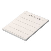 Moderne bloc-notes ligné beige doux écriture scrip (Tourné)