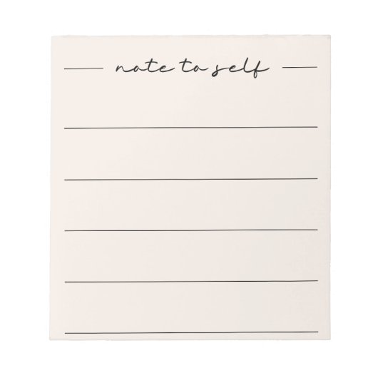 Moderne bloc-notes ligné beige doux écriture scrip (Devant)