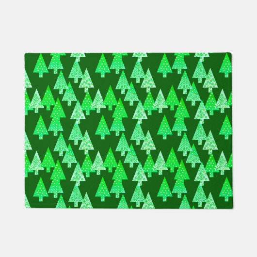 Moderne, bloeiende kerstbomen Pine Green Deurmat (Voorkant)