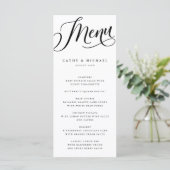 Moderne Bloeiende Script, Zwart en Wit Hoge Menu (Staand voorkant)
