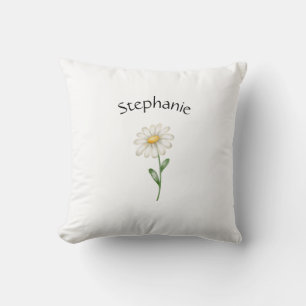 Moderne Bloem Botanische Eenvoudige Aquarel Naam Kussen