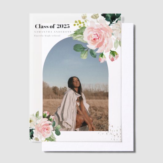 Moderne bloem | Gold Dust Arch Foto Vellum Uitnodigingen (Offset)