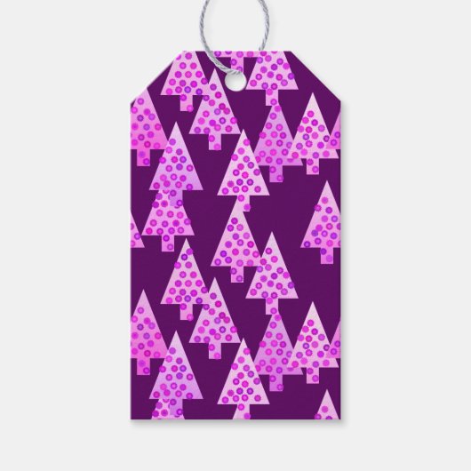 Moderne bloem Kerstbomen - amethist paars Cadeaulabel (Voorkant)