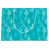 Moderne Bloem Kerstbomen, Turquoise en Aqua Groot Cadeauzakje (Voorkant)