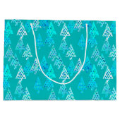 Moderne Bloem Kerstbomen, Turquoise en Aqua Groot Cadeauzakje (Achterkant)