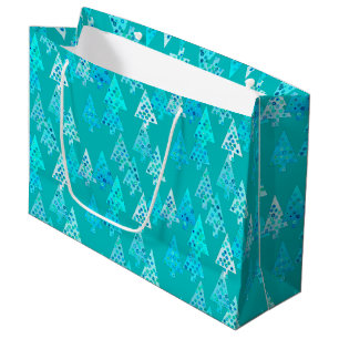 Moderne Bloem Kerstbomen, Turquoise en Aqua Groot Cadeauzakje