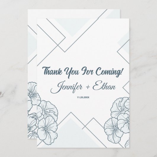 Moderne Bloem Panty Geometrische Patroon Bruiloft Bedankkaart (Voorkant / Achterkant)