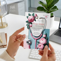Moderne Bloem Roze Rozen Stethoscoop Afstuderen