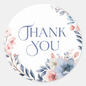 Moderne bloem waterverf bedank sticker (Voorkant)