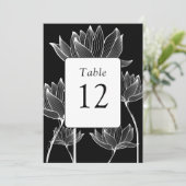 Moderne Bloem Zwart Wit Tafelnummer (Staand voorkant)