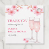 Moderne Bloemblaadjes & Prosecco Bruidsshower Beda Bedankjes Labels (Achterkant)