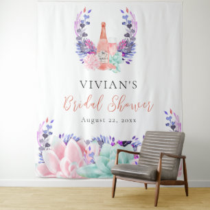 Moderne Bloemblaadjes & Prosecco Succulente Bruids Wandkleed