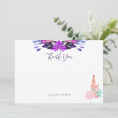 Moderne Bloemblaadjes & Prosecco Succulente Bruilo Bedankkaart (Staand voorkant)