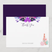 Moderne Bloemblaadjes & Prosecco Succulente Bruilo Bedankkaart (Voorkant / Achterkant)