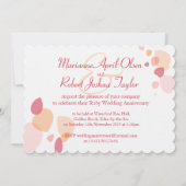 Moderne bloemblaadjes rode robijn bruiloft uitnodi kaart (Achterkant)