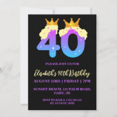 Moderne Bloemen 40ste verjaardag Uitnodigingen (Voorkant)
