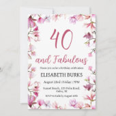 Moderne Bloemen 40ste verjaardag Uitnodigingen (Voorkant)