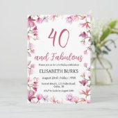 Moderne Bloemen 40ste verjaardag Uitnodigingen (Staand voorkant)