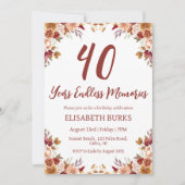 Moderne Bloemen 40ste verjaardag Uitnodigingen (Voorkant)