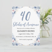 Moderne Bloemen 40ste verjaardag Uitnodigingen (Staand voorkant)