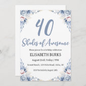 Moderne Bloemen 40ste verjaardag Uitnodigingen (Voorkant / Achterkant)