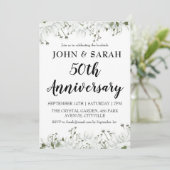 Moderne Bloemen 50ste verjaardag Uitnodigingen (Staand voorkant)