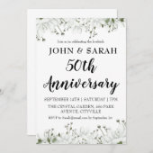 Moderne Bloemen 50ste verjaardag Uitnodigingen (Voorkant / Achterkant)