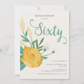 Moderne Bloemen 60e Verjaardagsfeest Kaart (Voorkant)